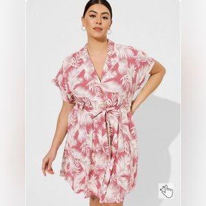 TORRID Slub Collared Dress / Shaded Palms Button Front